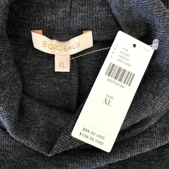 NWT Anthropologie Bordeaux Womens Sweater Dress XL Gray Mock Neck Maxi Stretch - Picture 3 of 10